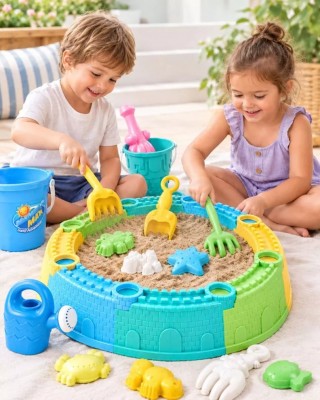 Set De Playa Y Arenero Castillo Con Moldes Y Accesorios