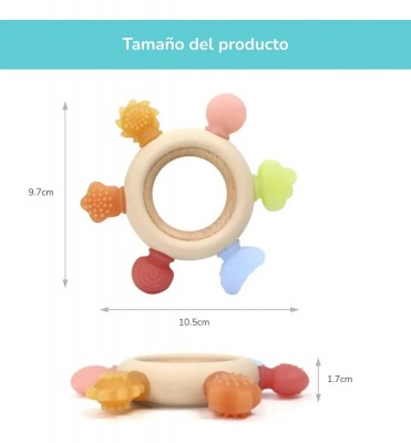 Mordedor De Silicona Y Madera Para Bebé Alivio Dentición