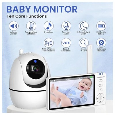 Cámara Monitor Bebé Con Pantalla Visión Nocturna Audio