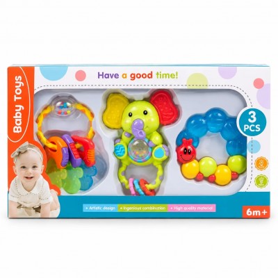 Set 3 Juguetes Sonajeros Y Mordedores Bebé Sensorial